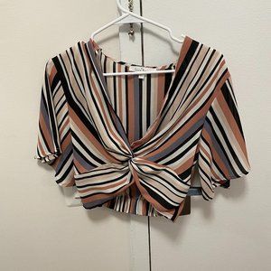 Pink. Purple, Black, and White Stripped Top